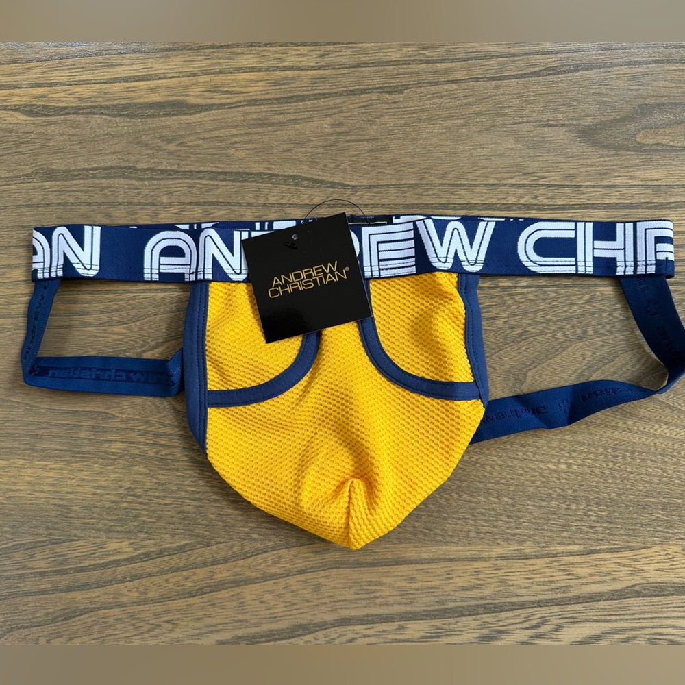 Andrew Christian Retro Jock - Yellow and Blue Size Large - NWT